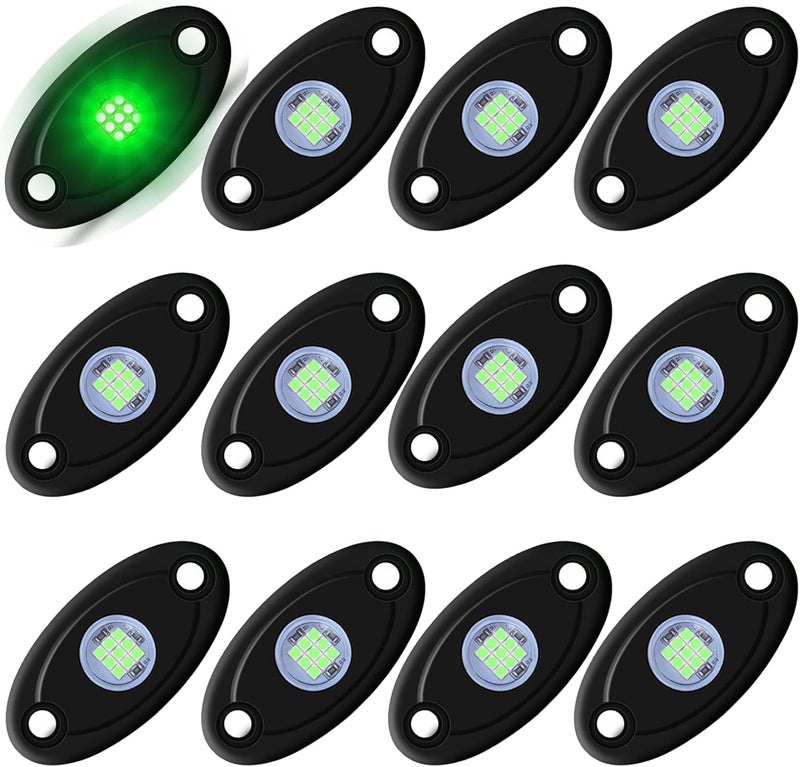 LY8 12 Pods Green LED Rock Lights Neon Underglow Light for Car Truck ATV SUV Under Body Glow Light Trail Fender Lighting - Image 1